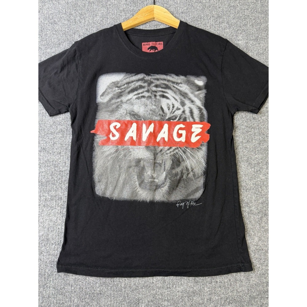 Ring Of Fire Savage Tiger Graphic‎ T-Shirt Black Size Medium